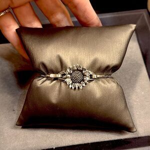 James Avery Sterling Silver & Bronze Wild Sunflower Medium Bangle Bracelet